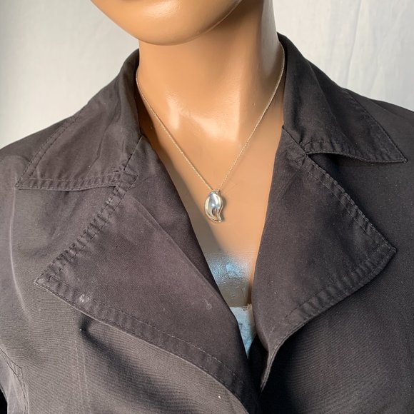 Authentic Tiffany & Co Elsa Peretti Pendant Leaf Silver Necklace - Picture 12 of 12